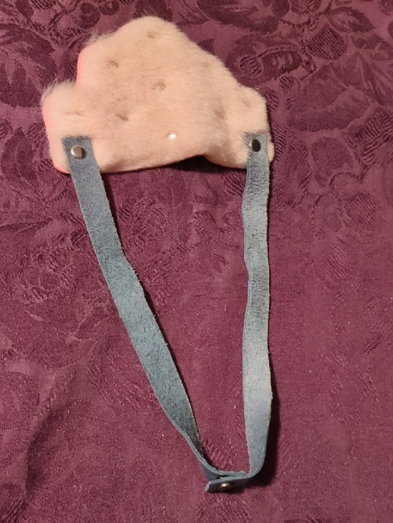 Artisan Handmade Coral Shearling Statement Necklace with Blue Leather Strap - Picture 5 of 9